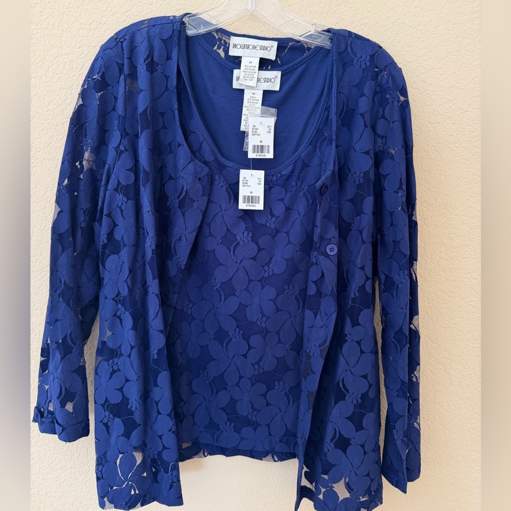 Royal Blue Lace Tank and Cardigan Set